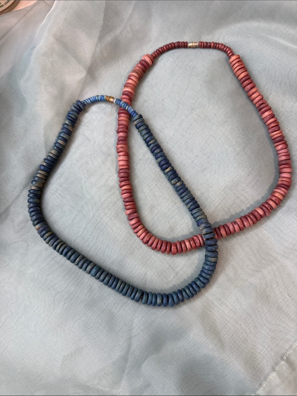 Handmade Beaded Necklace Duo - Blue & Rose